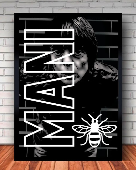 Mani – Manchester Music Royalty Framed Canvas (24x36”) | Stone Roses & Primal Scream Tribute | GrizzlyGFX