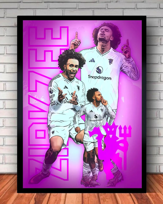 Joshua Zirkzee Manchester United Framed Canvas (16x20) – Modern Football Wall Art | GrizzlyGFX