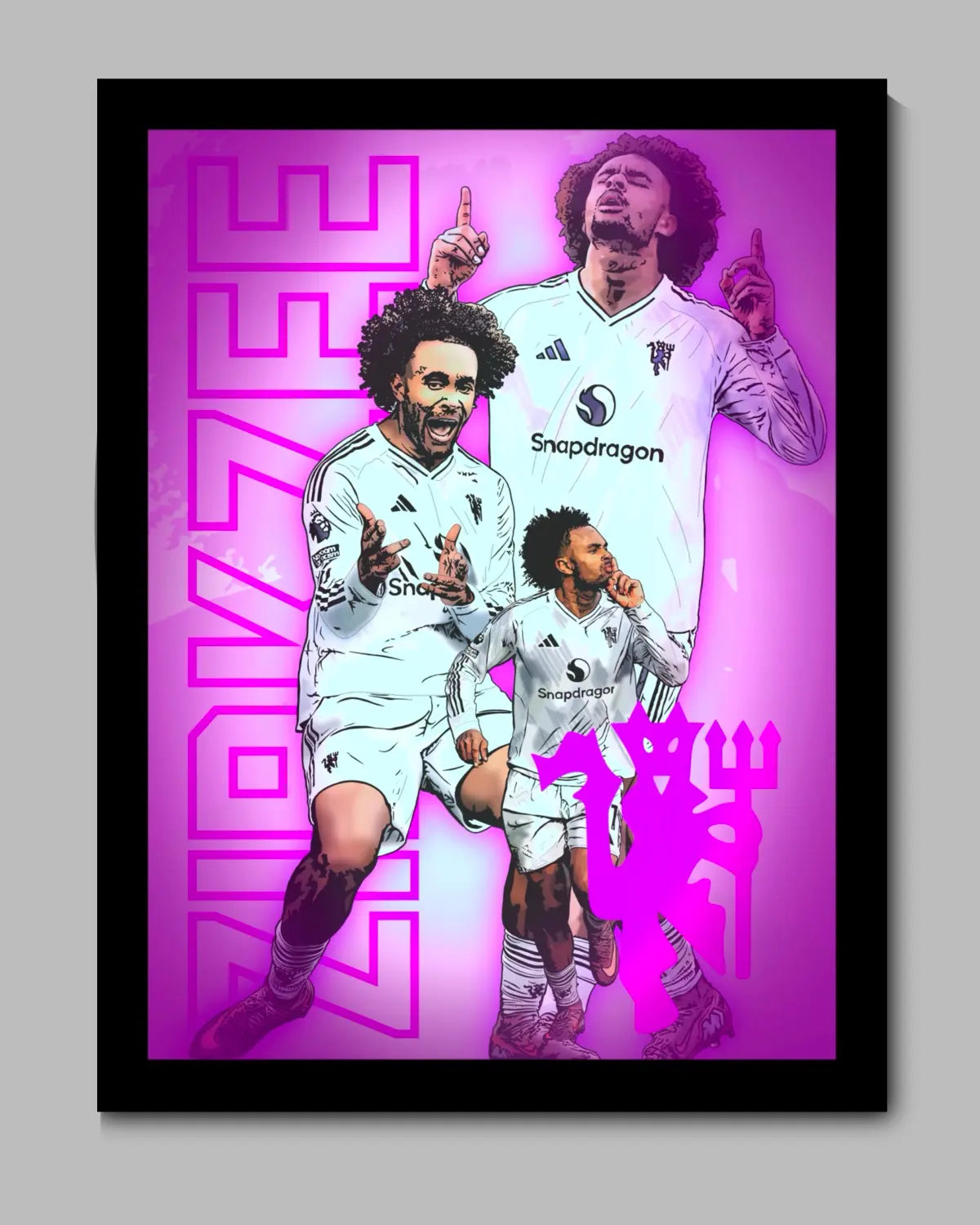 Joshua Zirkzee Manchester United Framed Canvas (16x20) – Modern Football Wall Art | GrizzlyGFX
