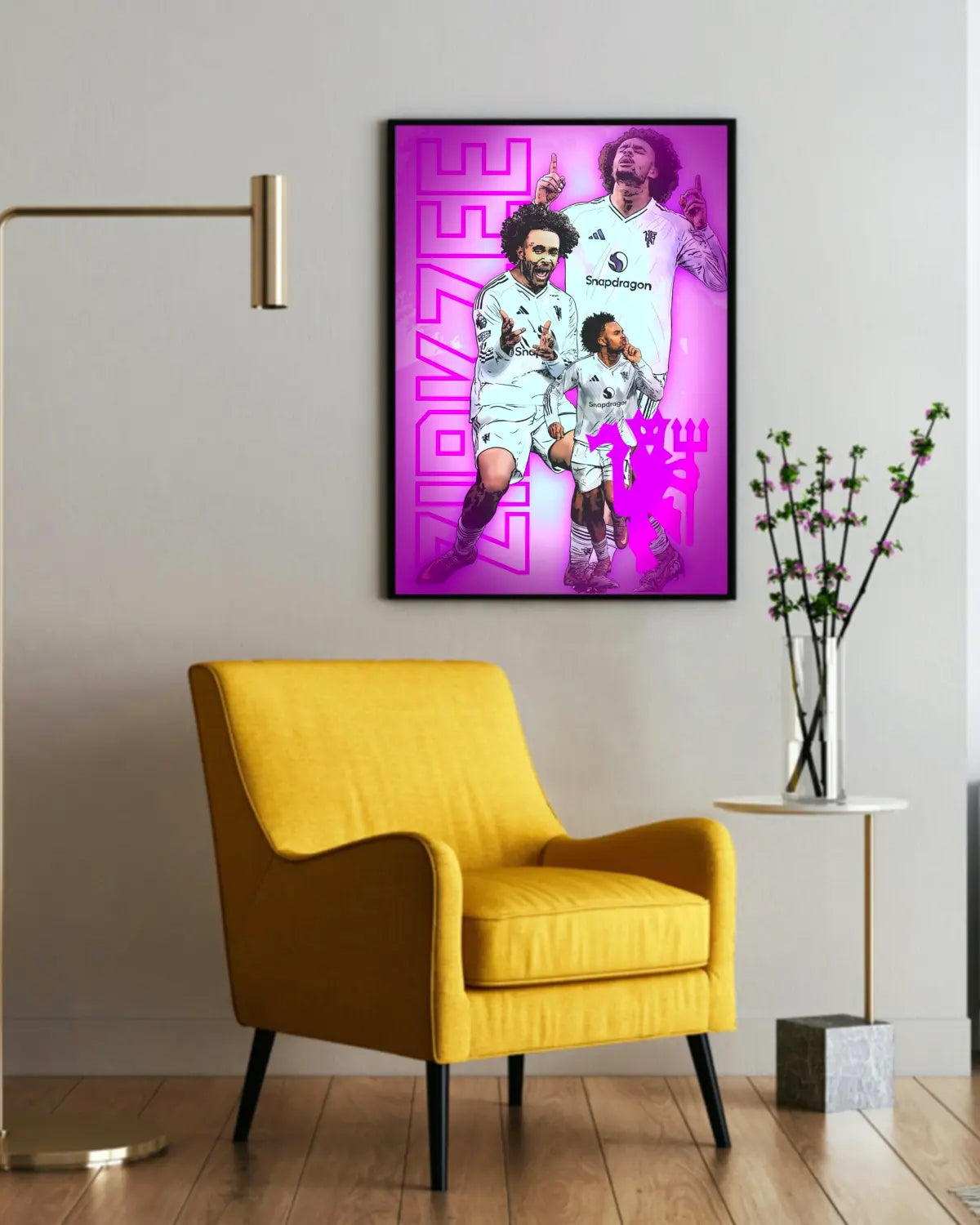 Joshua Zirkzee Manchester United Framed Canvas (16x20) – Modern Football Wall Art | GrizzlyGFX