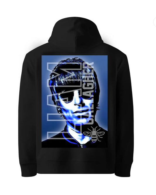 Liam Gallagher Hoodie – Manchester Music Icon Artwork by GrizzlyGFX | Unisex Adults S–XXL | Black or White