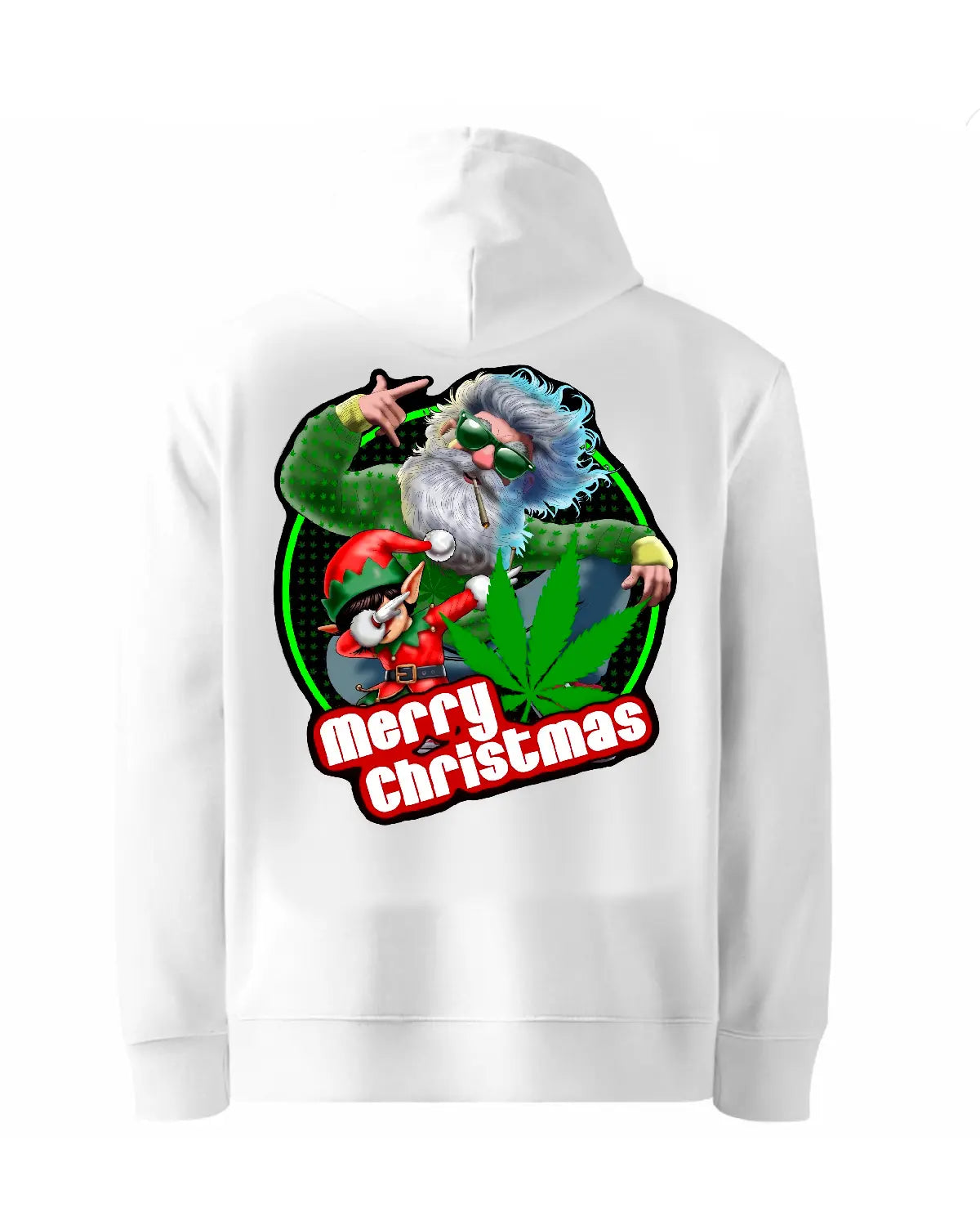 SANTA & ELF WEED HOODIE (Adults Unisex S–XXL)

Black or White | Stoner Christmas Hoodie | GrizzlySlapz