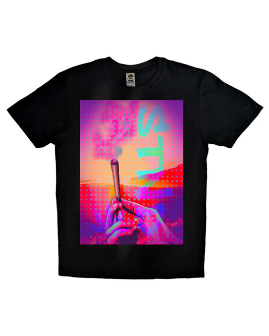 STND Paradise Stillness T-Shirt | Sunset Weed Culture Artwork by GrizzlySlapz