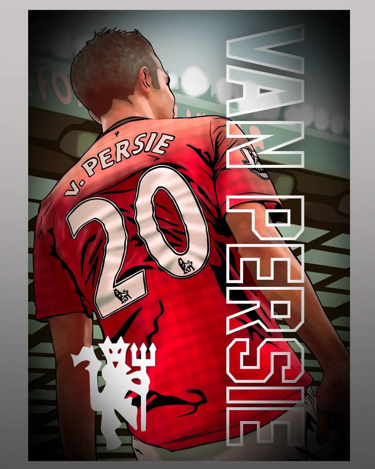 Robin van Persie Manchester United Poster Art | Illustrated Football Wall Print (A3 & A2)