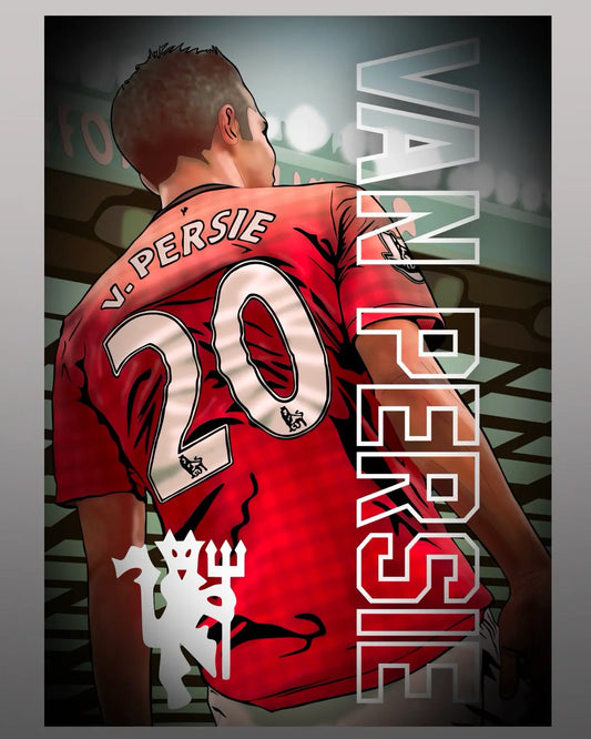 Robin van Persie Manchester United Poster Art | Illustrated Football Wall Print (A3 & A2)
