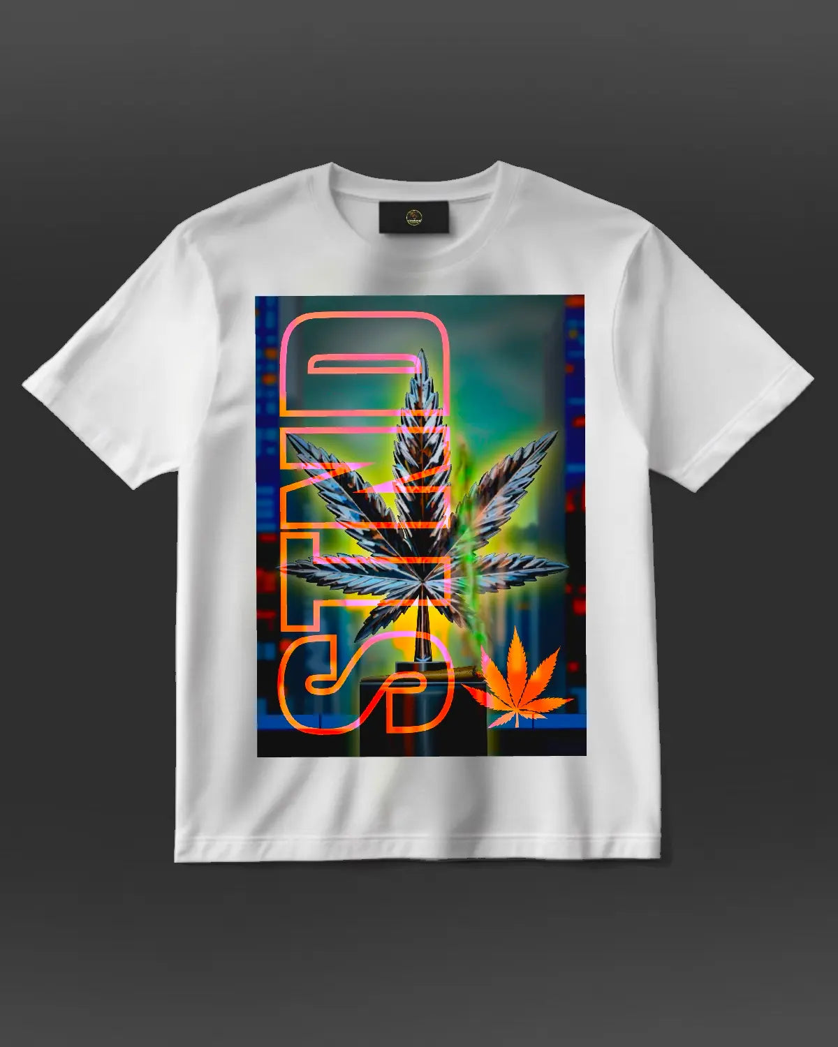 Chrome Weed Leaf Statue T-Shirt | Luxury Cannabis Artwork by GrizzlySlapz