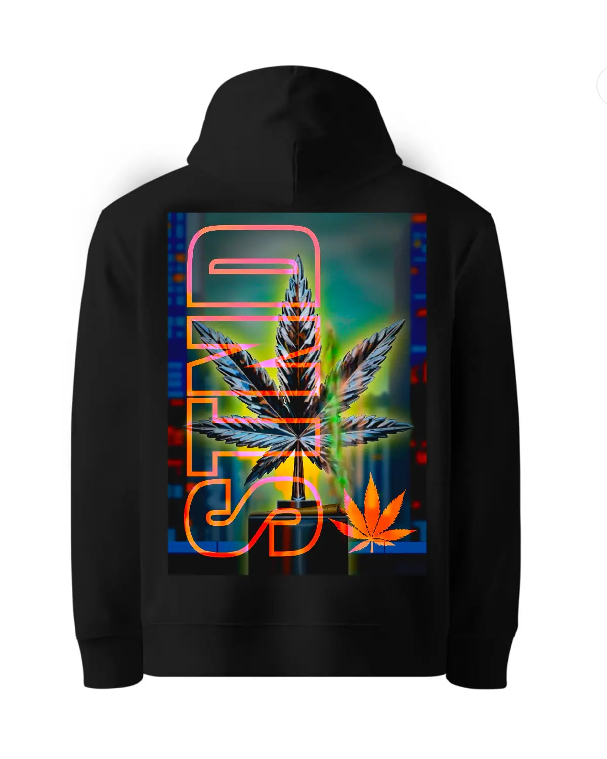 Chrome Weed Leaf Statue Hoodie | Metallic Cannabis Art by GrizzlySlapz
