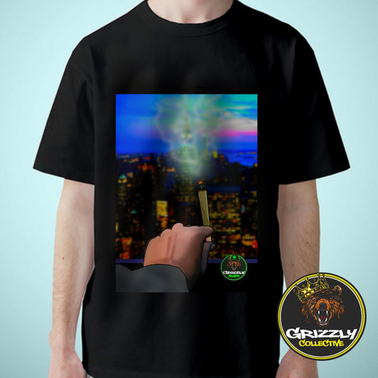 Black New York Rooftop Joint Weed T Shirt - Grizzlyslapz