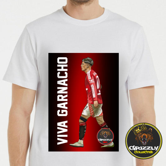 White Man United Viva Garnacho GrizzlyGFX Design T Shirt