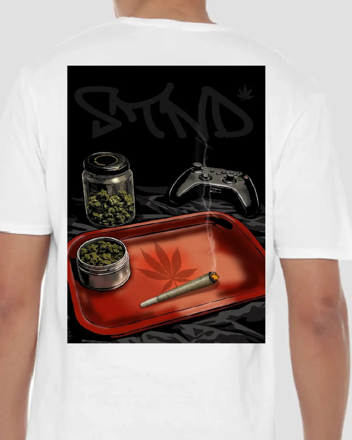 STND Late Night Setup T-Shirt | Gritty Weed Streetwear Artwork by GrizzlySlapz - Grizzly Collective