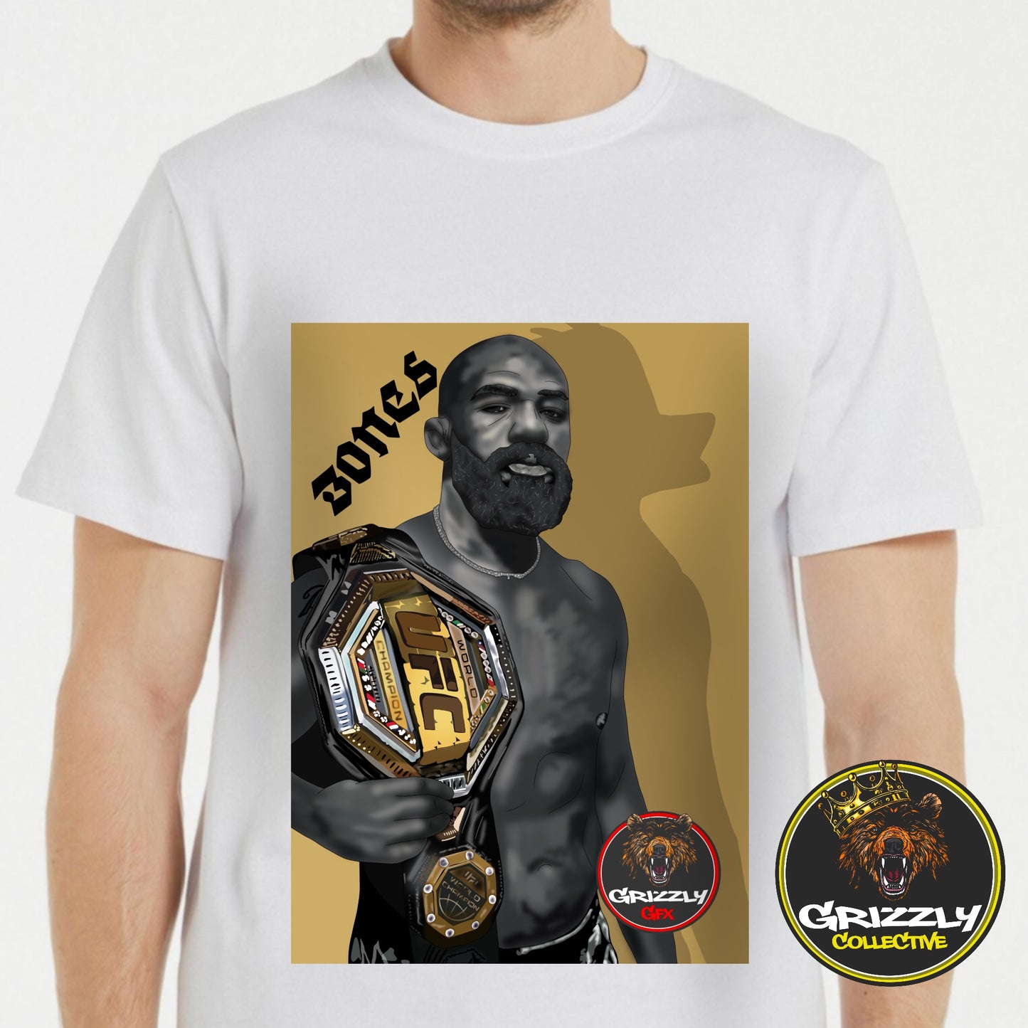 White Jon Bones Jones Duck Champion TShirt