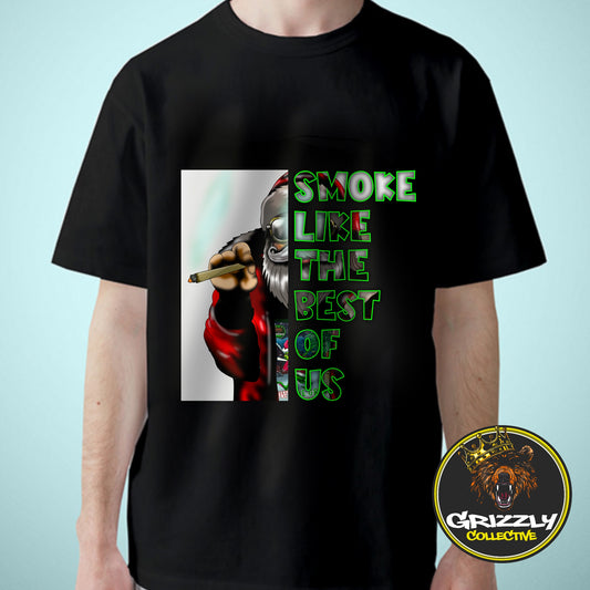 Black Smoke Like The Best Of Us Christmas Santa GrizzlySlapz Design TShirt