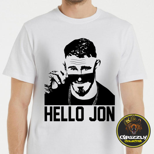 White Hello Jon Tom Aspinall GrizzlyGFX UFC Design TShirt