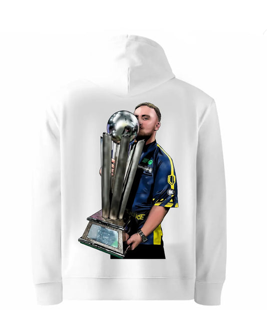 Luke Littler World Champion Hoodie | Trophy Lift Darts Artwork by GrizzlyGFX