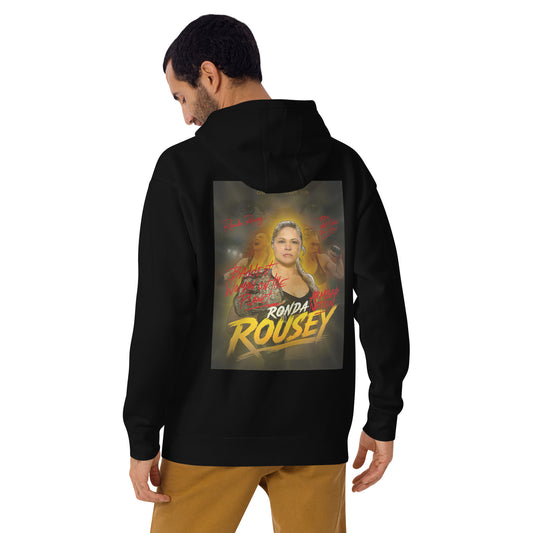 Ronda Rousey Baddest Woman MMA hoodie in black – back view