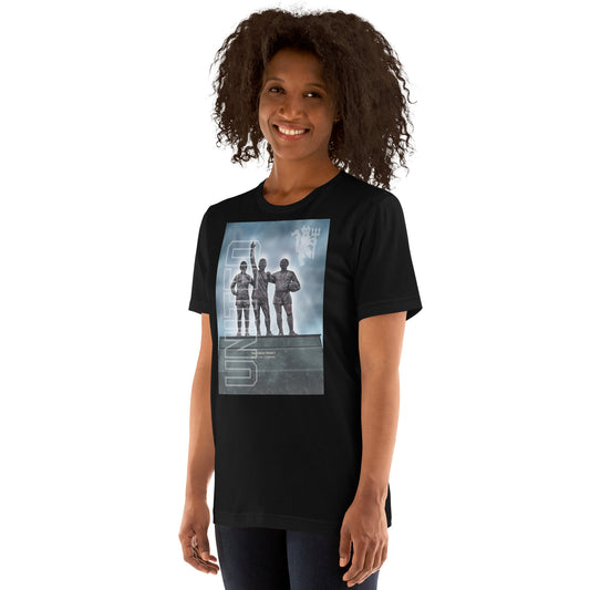 United Trinity Legacy Stands Manchester football graphic T-shirt in black – left-front angle
